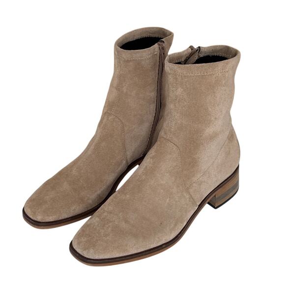 Silent D Fuller Tan Leather Lining Suede Stretch Ankle Boots Size 38 (US 7-7.5) - Picture 1 of 8